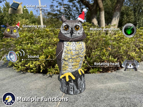 Ugold owl motion-activated eyes brighten the scene at dusk.
