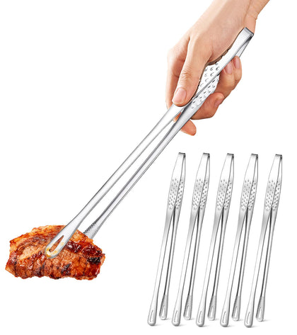 UGotit 11-inch stainless steel BBQ tongs closeup shows precision grip for grilling.