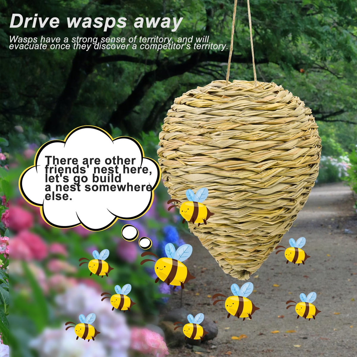 Ugyan artificial bee hive nest decor for outdoor ambiance.