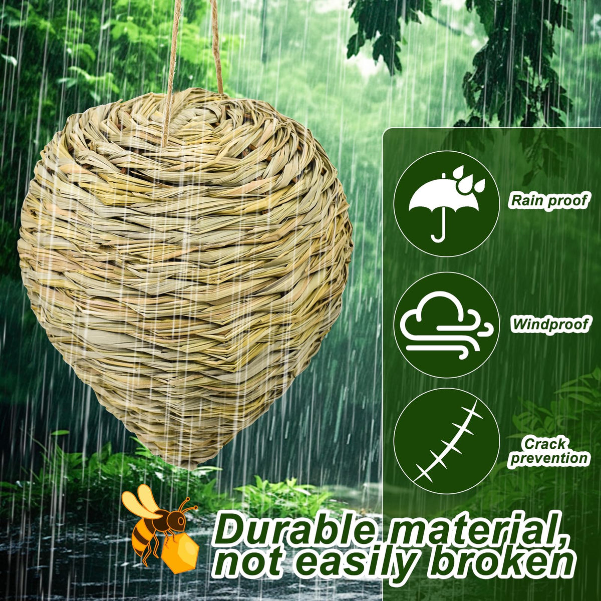 Ugyan handwoven reed nest for durable outdoor garden decor.