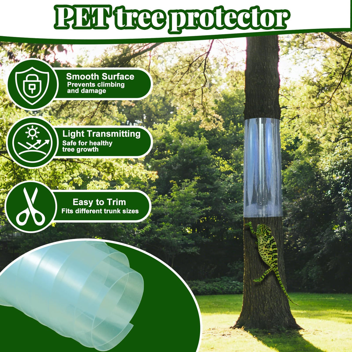 Installed on a pole, it protects bird feeders and trunks.