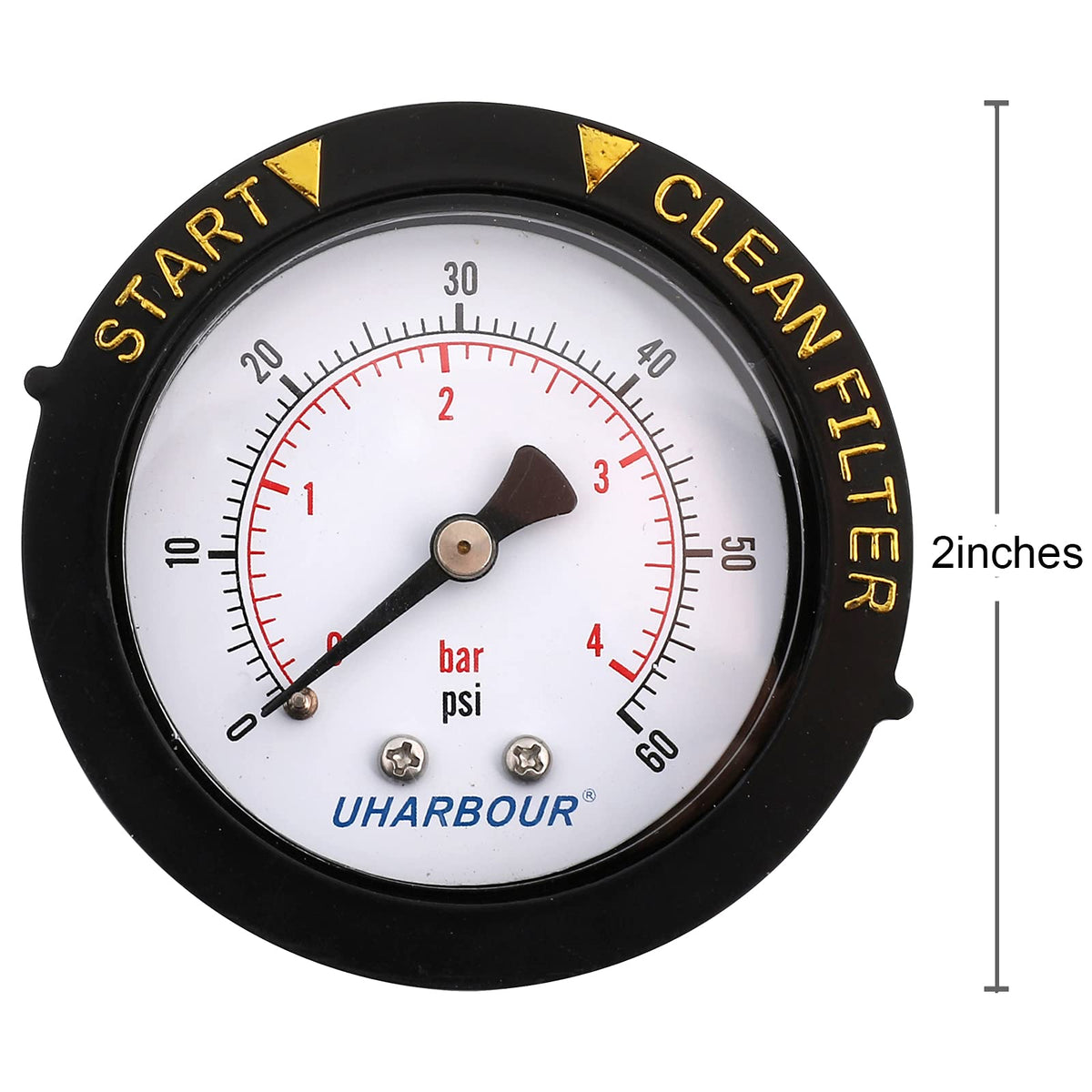 Adjustable bezel on Uharbour gauge lets you align scales for quick checks.