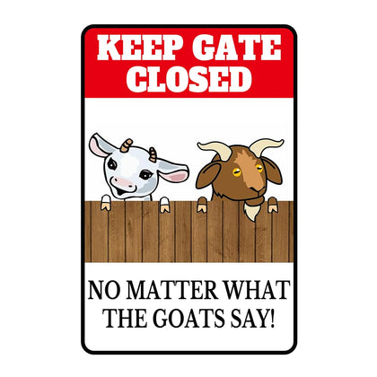 uhdvwtp goat sign front view 8x12 displays bold keep gate message for the goat area