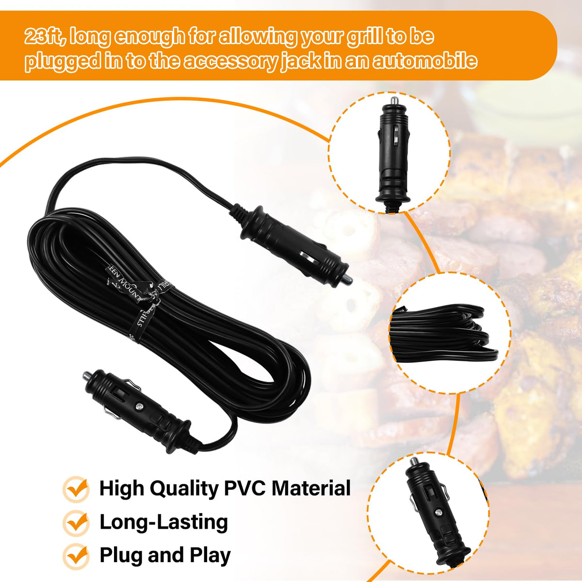 UHEGDRR 12V power cord for GMG Daniel Boone Prime Plus outdoors