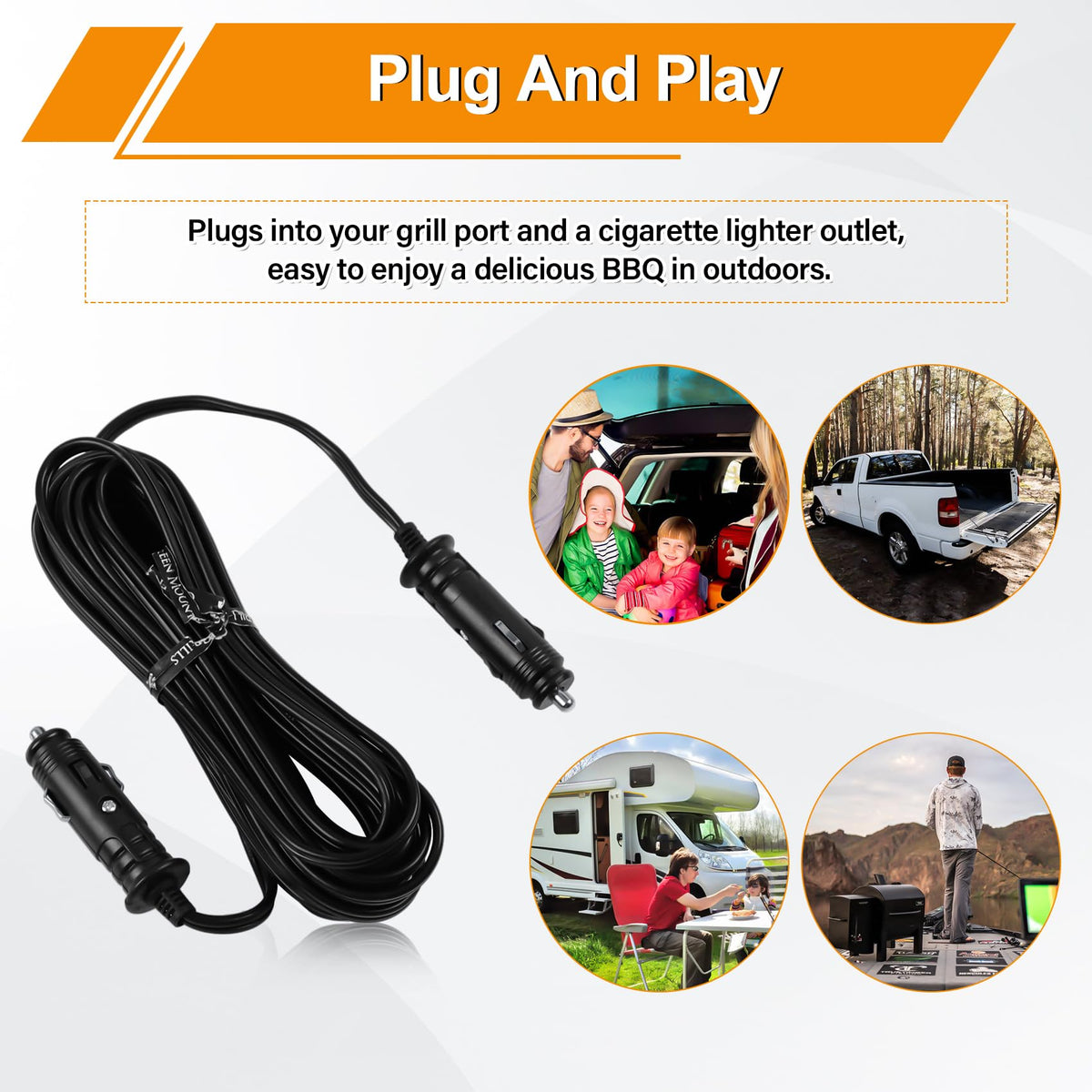 UHEGDRR 12V power cord for GMG Ledge ensuring easy outdoor setup