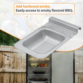 Adds smoky flavor by loading chips and letting tray distribute smoke