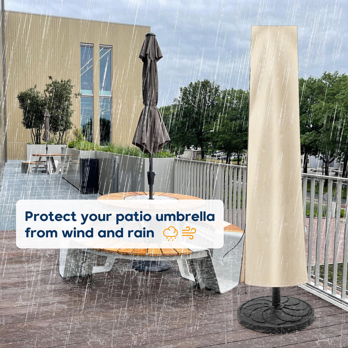 uHousDeco fits 7.5–11 ft umbrellas, excluding offset models.