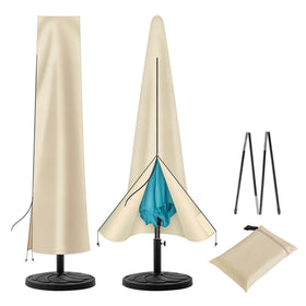uHousDeco umbrella cover waterproof oxford beige fits 7.5–11 ft patio umbrellas, protects in rain.