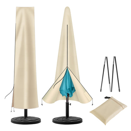 uHousDeco umbrella cover waterproof oxford beige fits 7.5–11 ft patio umbrellas, protects in rain.