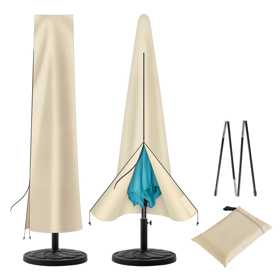 uHousDeco umbrella cover waterproof oxford beige fits 7.5–11 ft patio umbrellas, protects in rain.