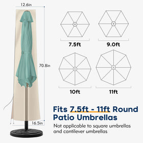 uHousDeco beige umbrella cover with high-quality zipper for reliable waterproof protection.