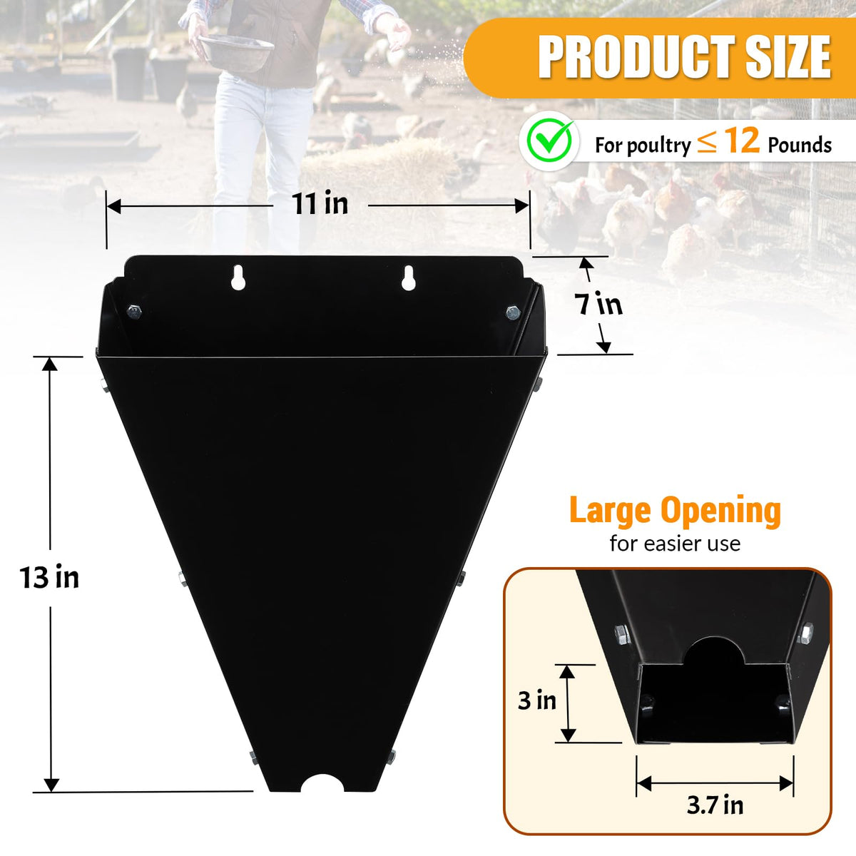 UIABOPZ chicken cone tapered bottom exposing head for secure restraint