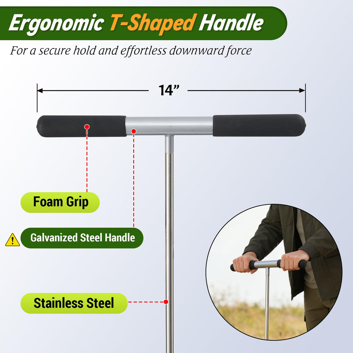 UIABOPZ soil probe rod length adjustment enables setting from 33 to 48 inches.