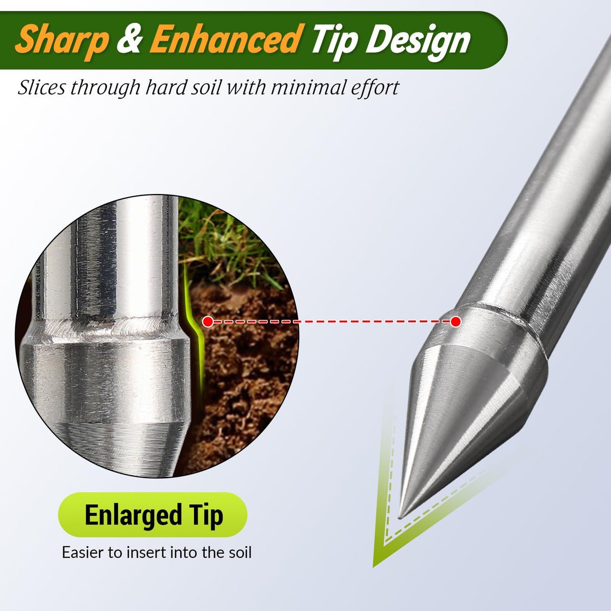 UIABOPZ soil probe rod sharp tip design eases penetration in varied soils.