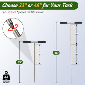 UIABOPZ soil probe rod with T-handle grip improves leverage in hard soil.