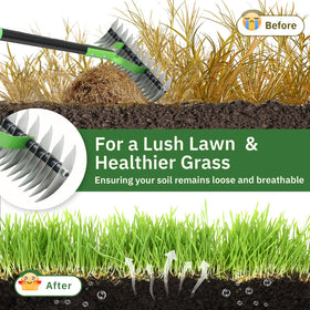 UIABOPZ Thatch Rake adjustable handle extends up to 70 inches