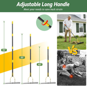 UIABOPZ Thatch Rake dual-sided head enables deep dethatching and surface cleanups.