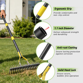 UIABOPZ Thatch Rake easy assembly for fast setup.
