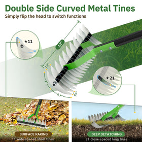 UIABOPZ Thatch Rake heavy-duty steel with rust-resistant coating