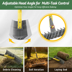 UIABOPZ Thatch Rake three-length positions for ergonomic, upright use.