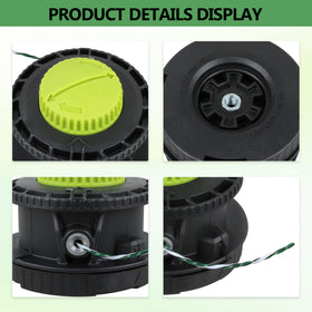 Uietuc bump feed head close-up detail reveals durable plastic construction