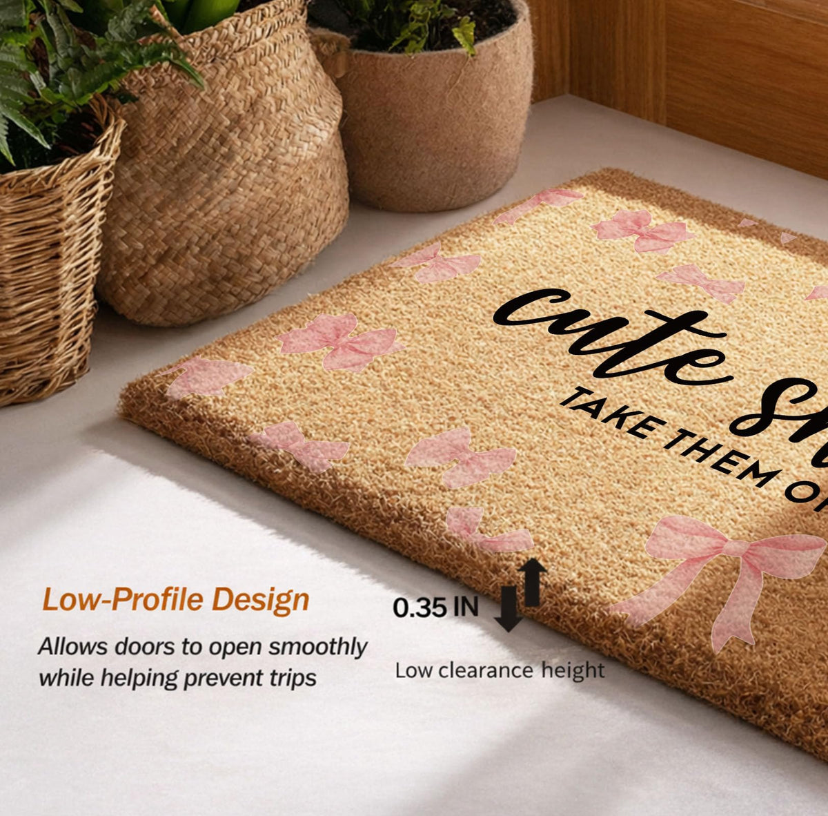 Uilatyu pink dorm room doormat adds a girly, inviting touch.