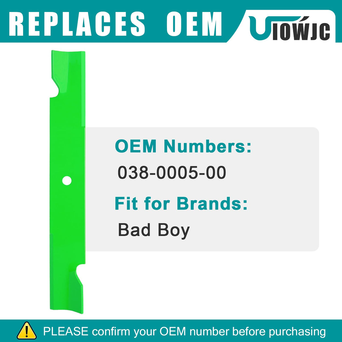 UIOWJC blade set on Bad Boy MZ deck for improved performance.