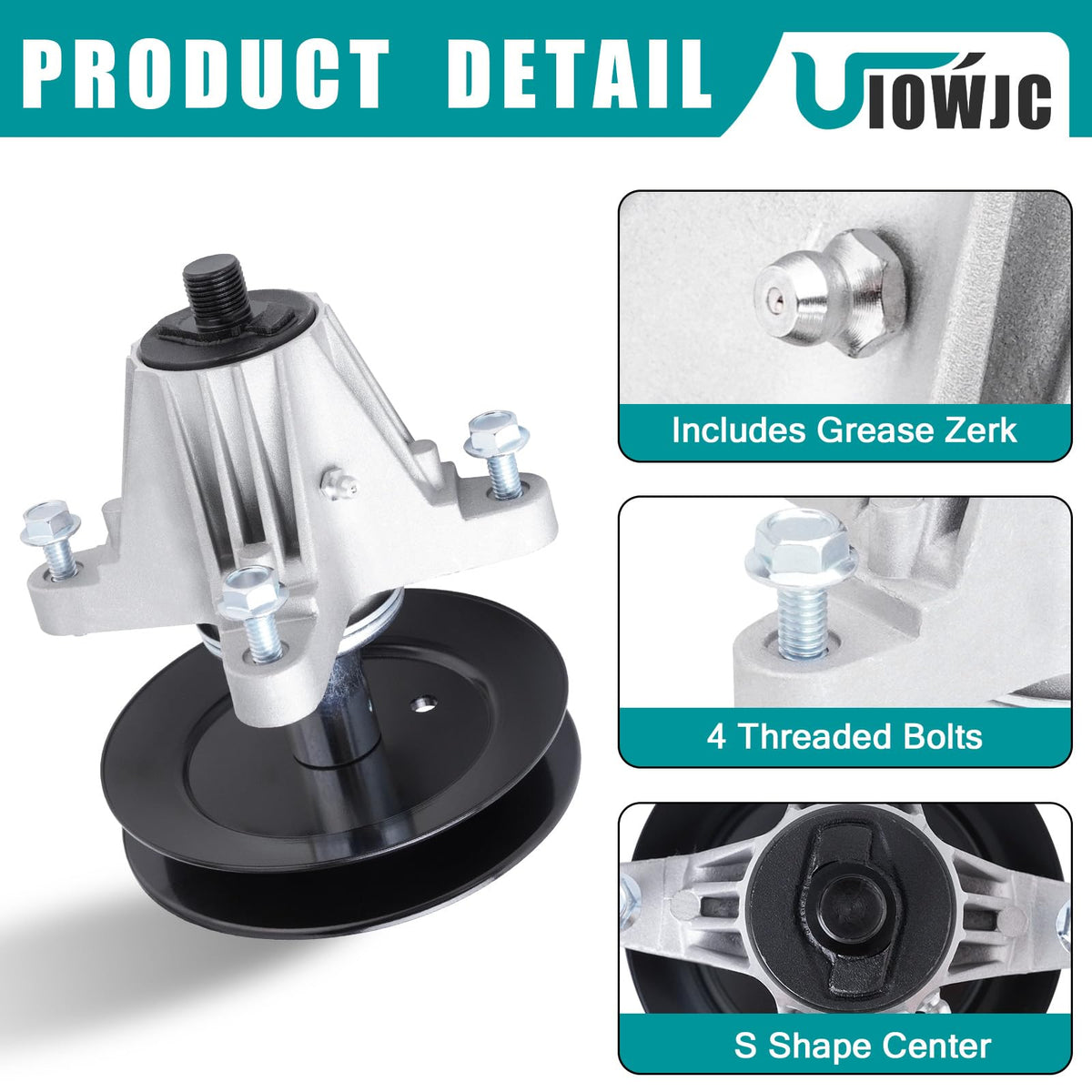 UIOWJC spindle height 6.87 inches aligns deck properly.