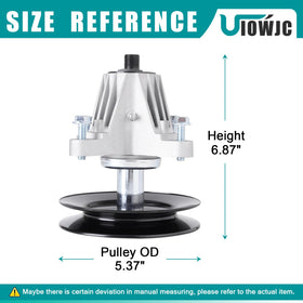 UIOWJC spindle pulley with 5.37-inch OD fits 54-inch decks.
