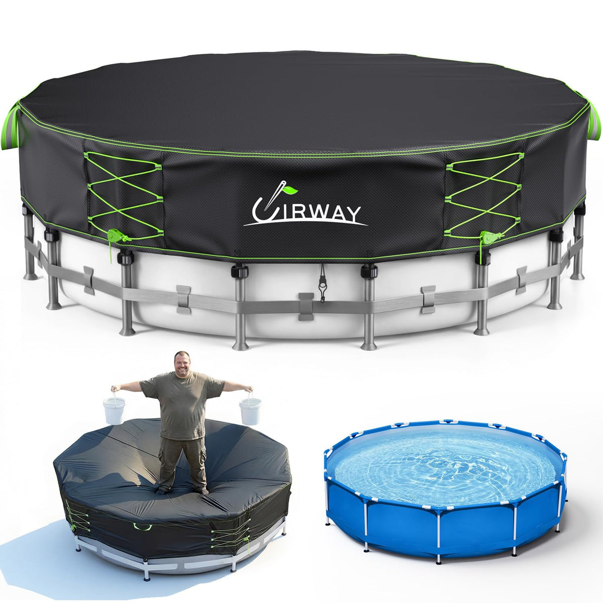 UIRWAY 12ft round pool cover in 600D fabric protecting against debris