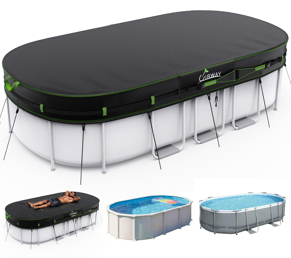 UIRWAY 500D oval pool cover in 10x16ft showing durable protection
