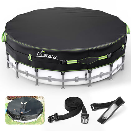 UIRWAY 24ft round pool cover shields water from debris and sun.