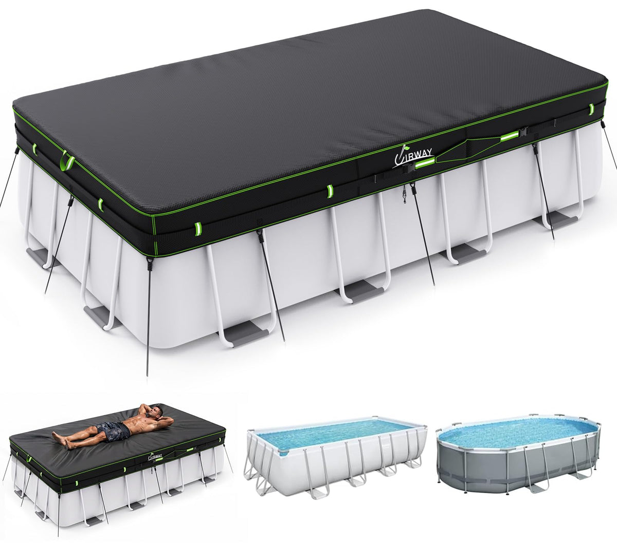 UIRWAY 500D pool cover with heavy fabric for durable outdoor protection.
