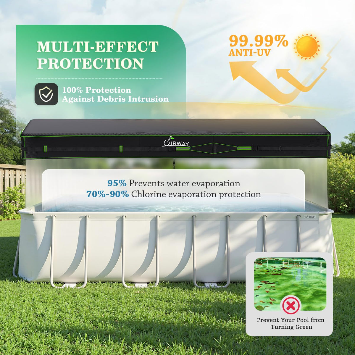 UIRWAY reflective strips enhance safety and pool area visibility.
