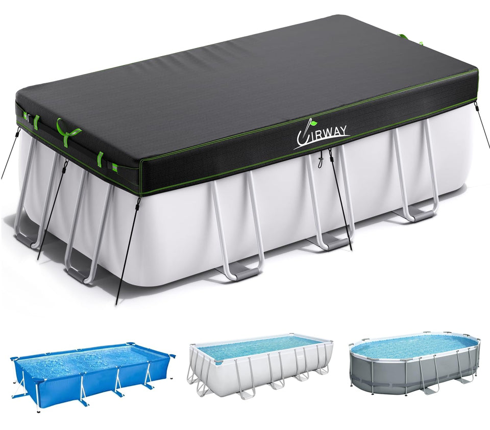 UIRWAY 7.3x15 ft pool cover with reflective strips improves nighttime visibility.