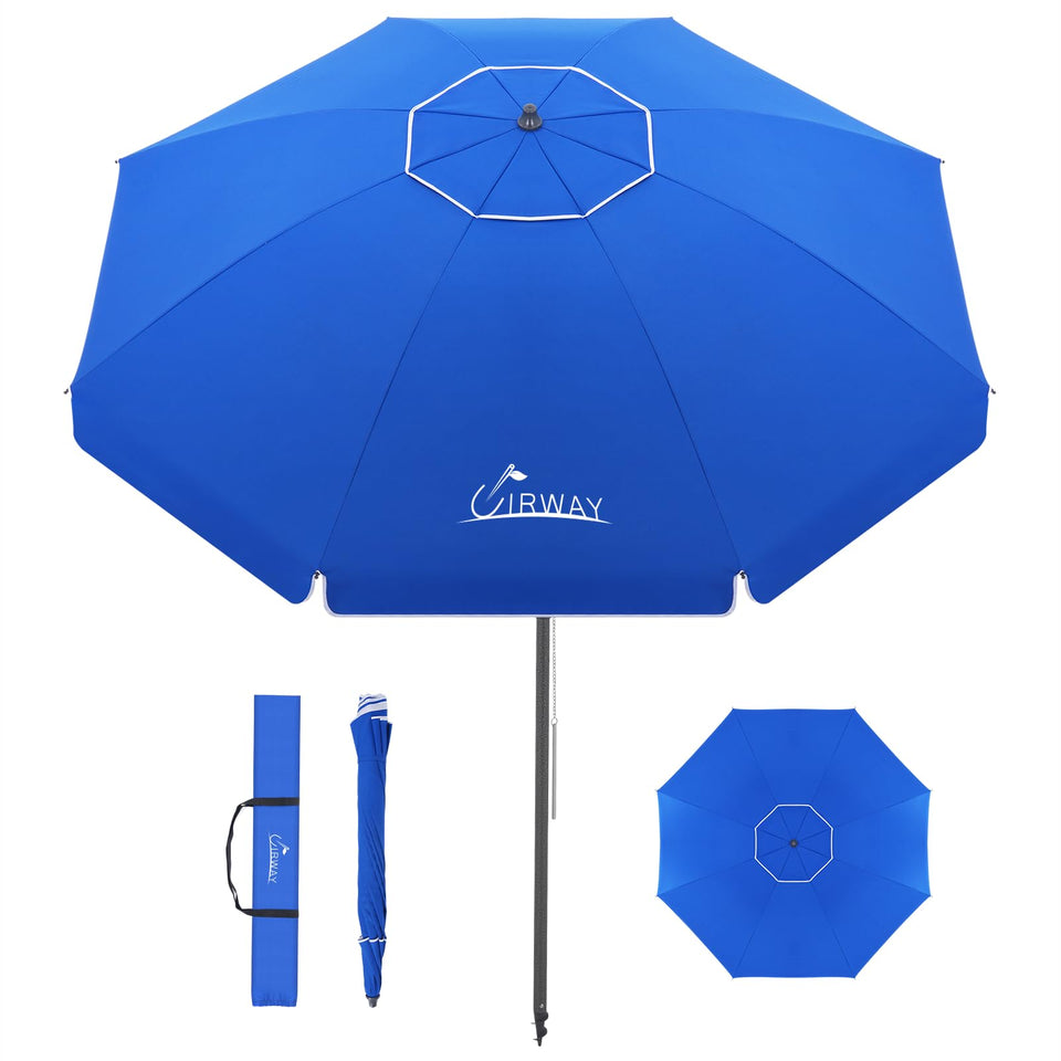 UIRWAY 8.5ft beach umbrella canopy providing broad shade on sunny days
