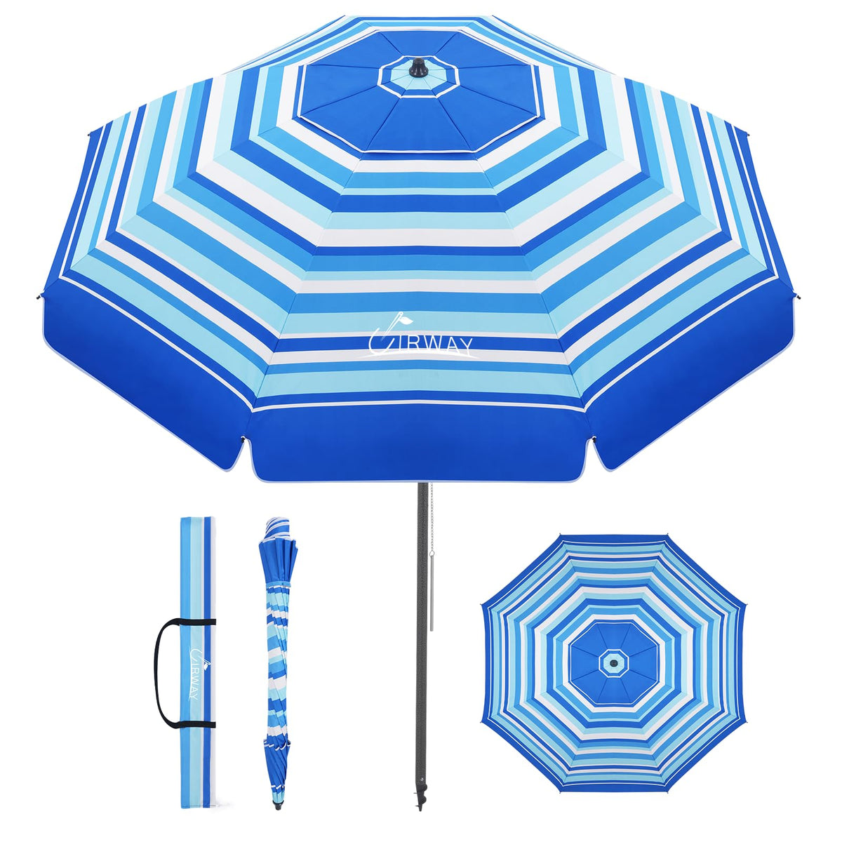 UIRWAY 8.5ft beach umbrella provides sturdy shade for sunny shores.