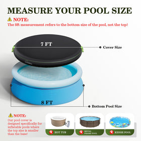 UIRWAY pool cover side view showing reflective green handles for visibility