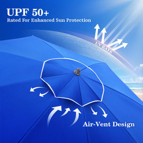 UIRWAY beach umbrella with sand-anchor base stabilizing on sand