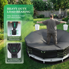 Edge loops with anti-slip straps securely anchor to the pool frame