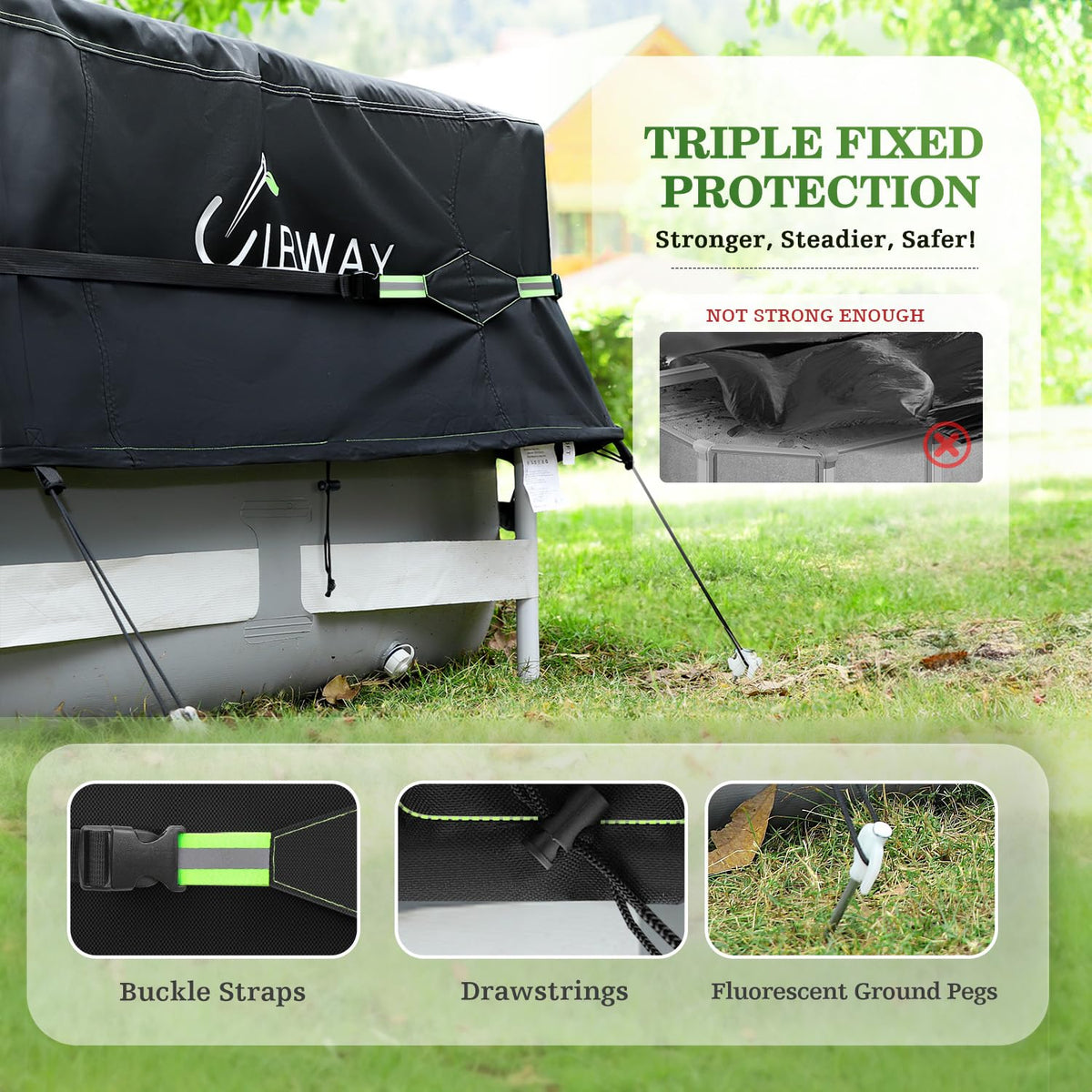 UIRWAY exclusive patent webbing and drawstring system simplifies tightening.