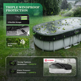 UIRWAY oval pool cover UV-resistant fabric preserving color and longevity