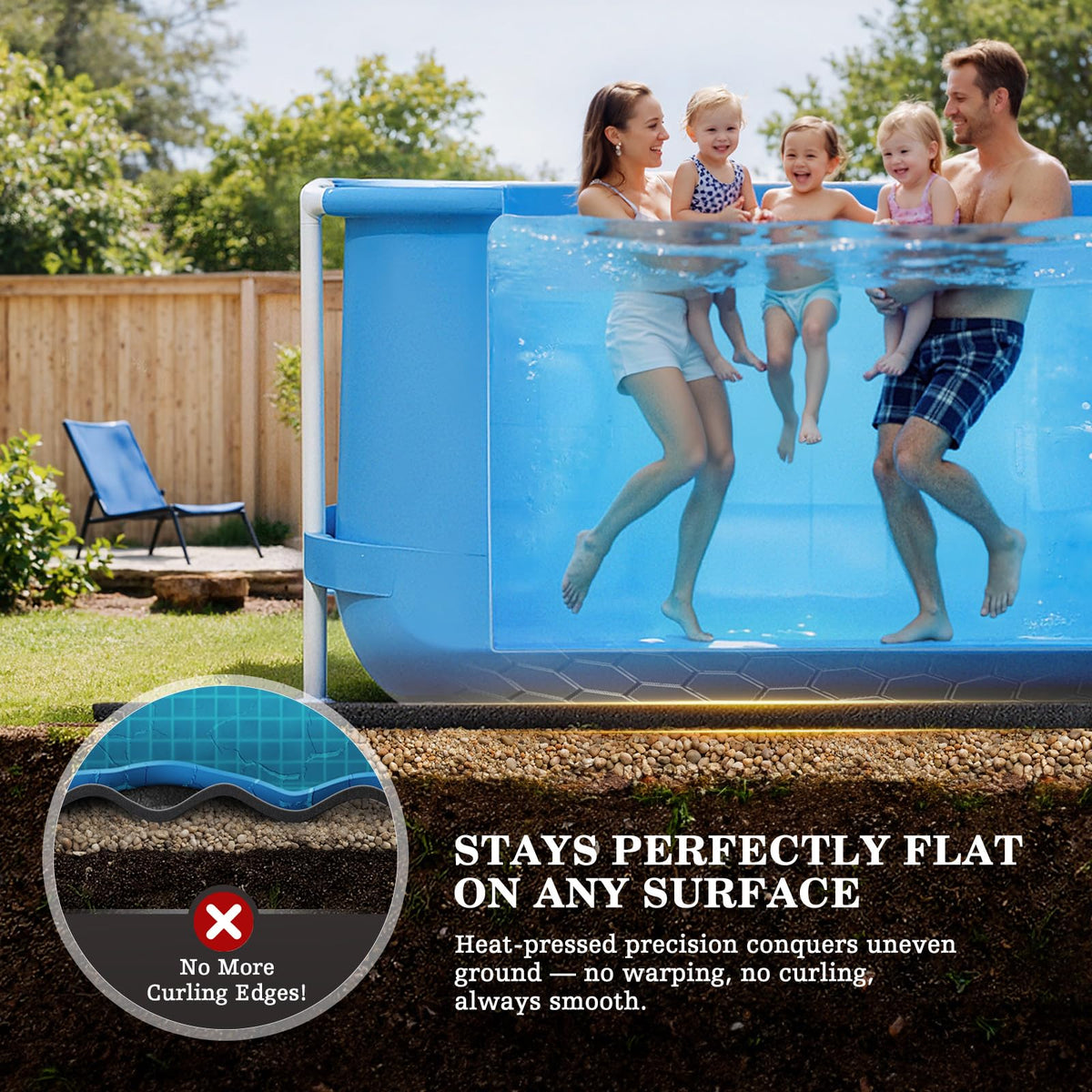 Soft black surface provides ground protection on lawn and gravel