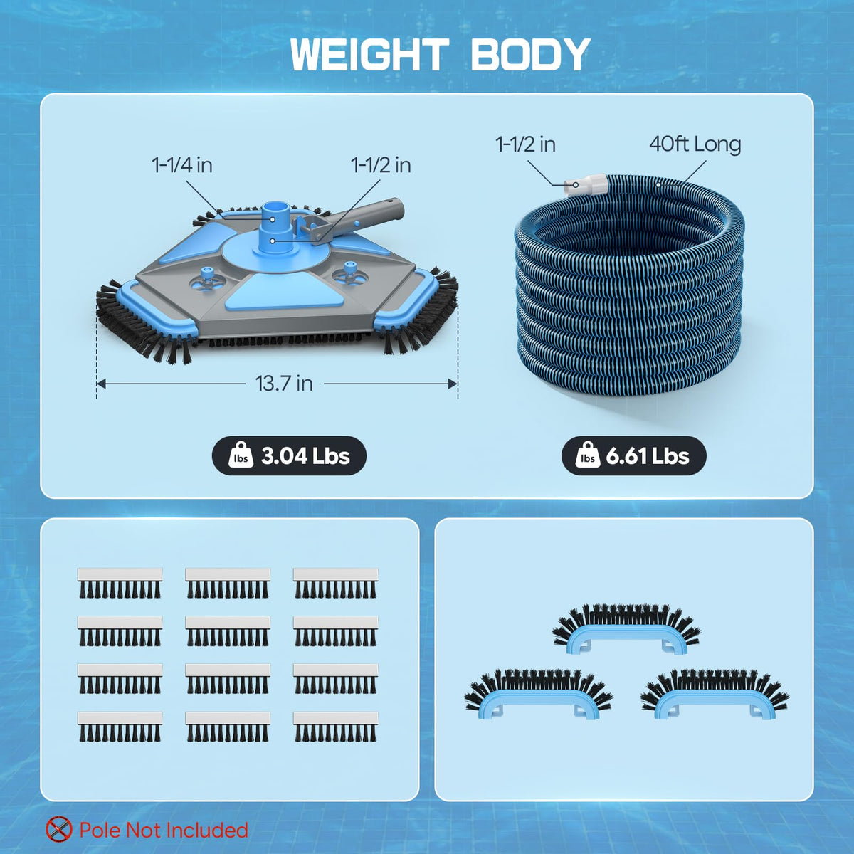 UIRWAY upgrade pool vacuum head with 360 degree swivel cuff for smooth movement