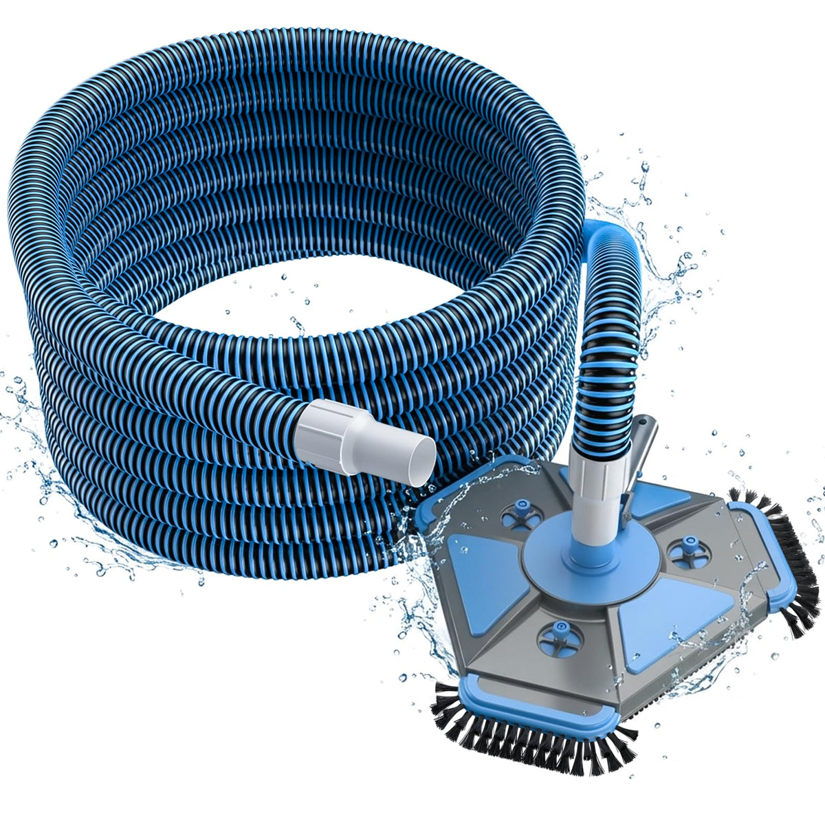 UIRWAY upgrade pool vacuum head with side brush for thorough corner cleaning