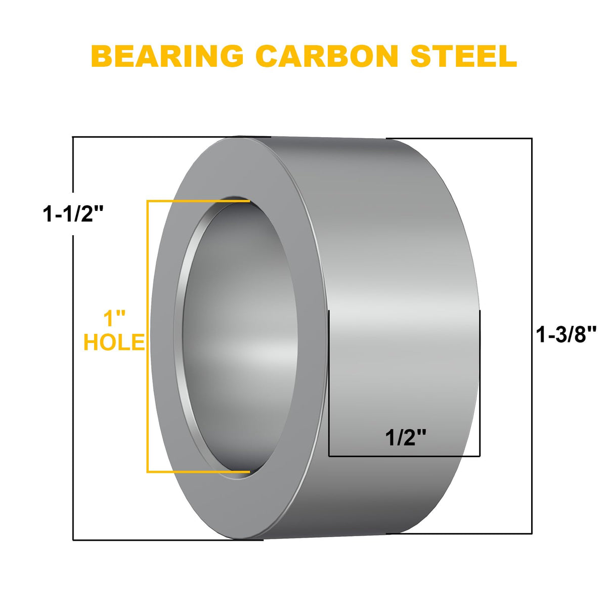 Uiuaquas 1-inch spacer metal alloy detail highlighting durable carbon steel construction.