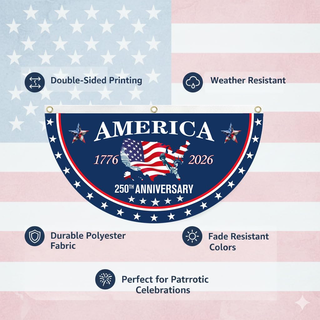 Uivebres 250th Anniversary Bunting Flag hanging on door adds festive curb appeal