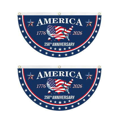 Uivebres 250th Anniversary Bunting Flag front view with double sided printing for outdoor display