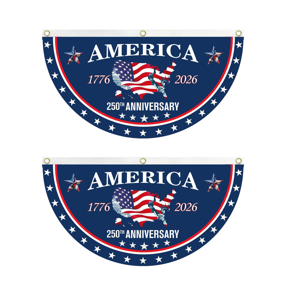 Uivebres 250th Anniversary Bunting Flag front view with double sided printing for outdoor display