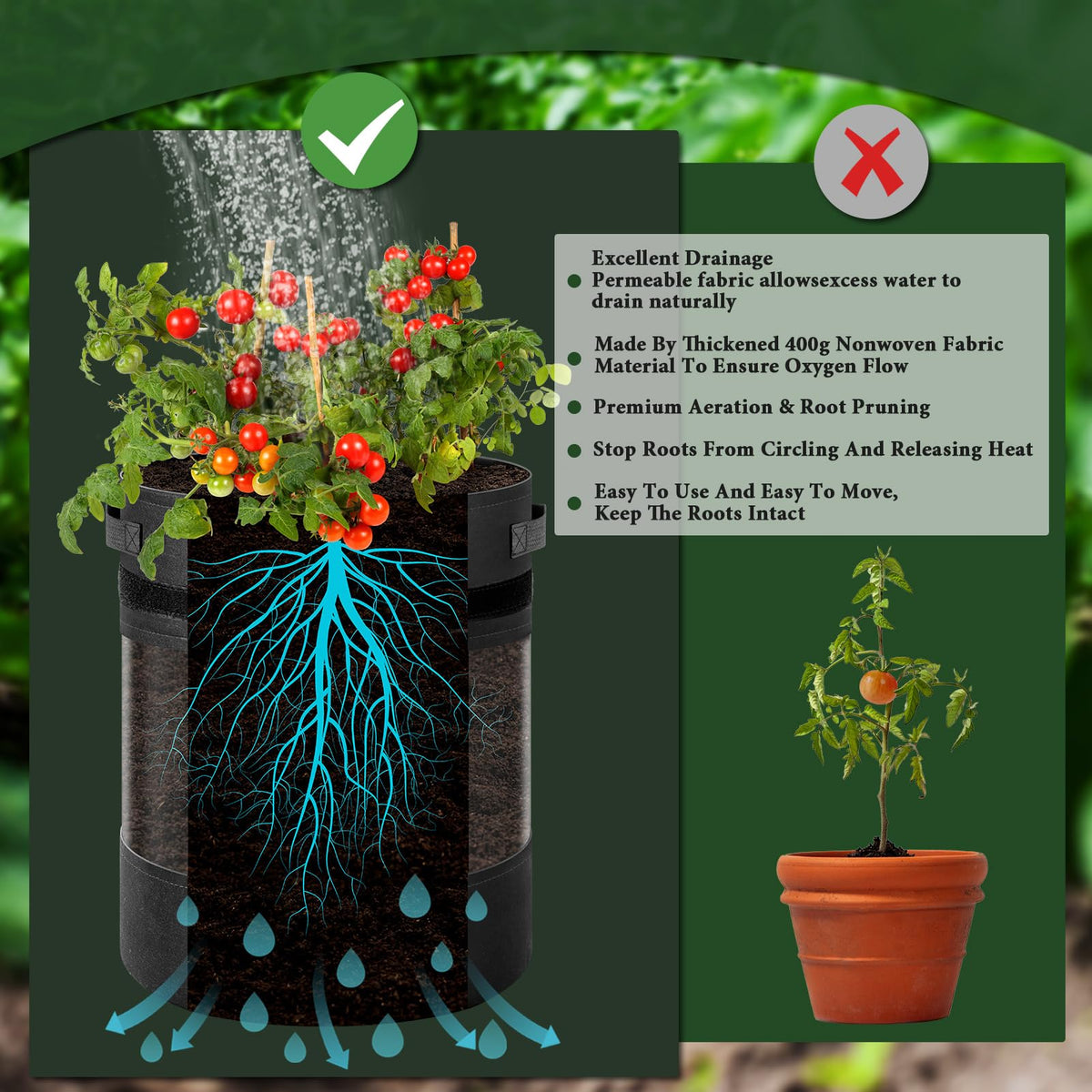 UJG thickened nonwoven fabric improves root airflow and health.